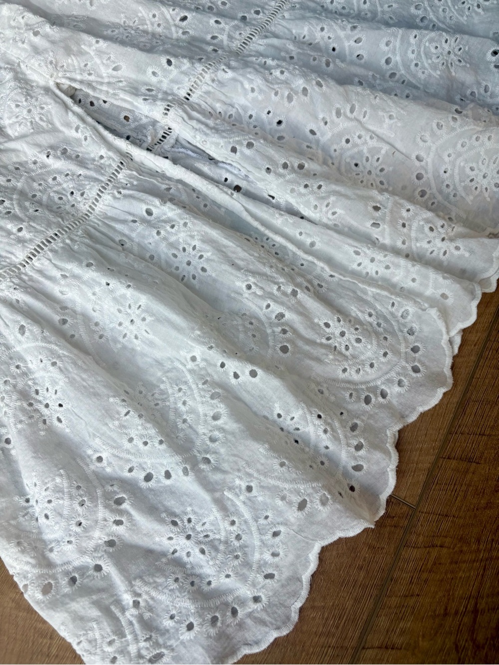 Altar'd State White Eyelet 100% Cotton Midi Coastal Cottage Dress. Size Medium - Picture 7 of 12